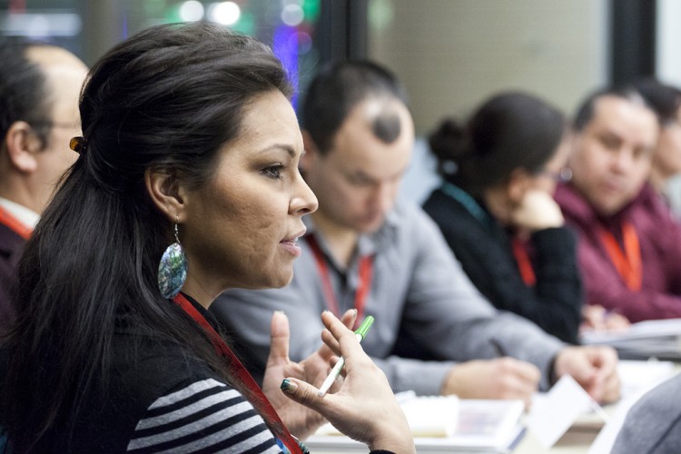 Image of Aboriginal woman speaking in class