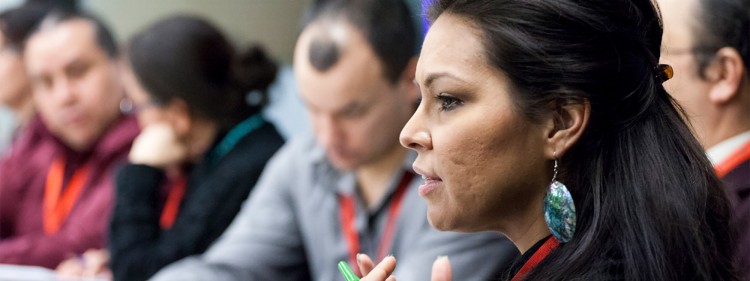 Female aboriginal student talking in class