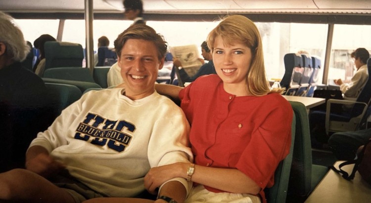 UBC MBA alumni Ray Kruck (left) and Jennifer Vancini (right) pictured in the early ‘90s during their student days.