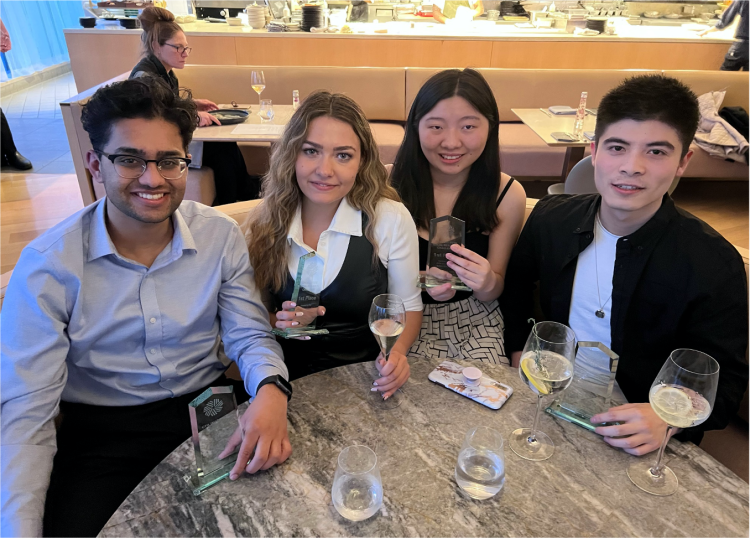 The UBC Sauder team for the 2022 CFA Institute Research Challenge (pictured left to right): Ashvin Bilga, Nicole Eastman, Sally Jiao, and James Chen.