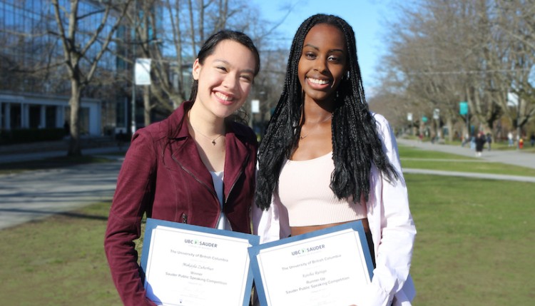 UBC Bachelor of Commerce students Makayla Zuberbier (left) and Keisha Rutega (right)