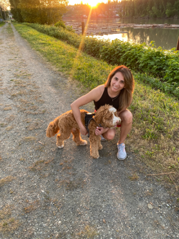 Korintez and her dog Joey enjoy long walks along the Fraser River.  